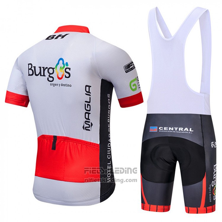 2018 Fietskleding Burgos BH Wit en Rood Korte Mouwen en Koersbroek
